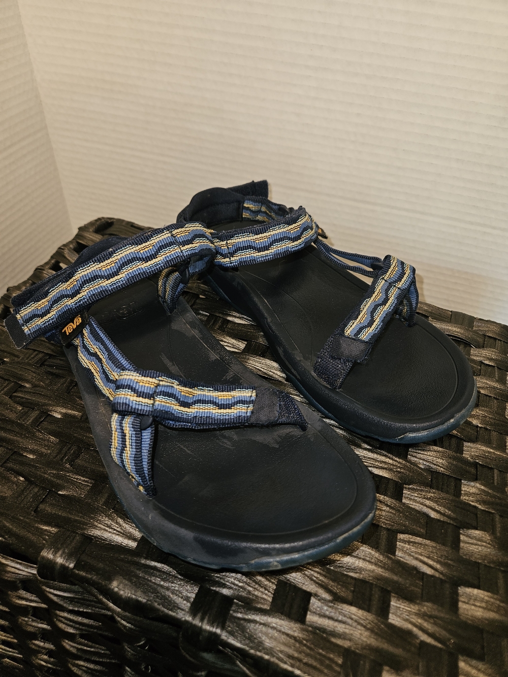 Teva Kids Navy Blue Sandals with Yellow Stripe Webbing